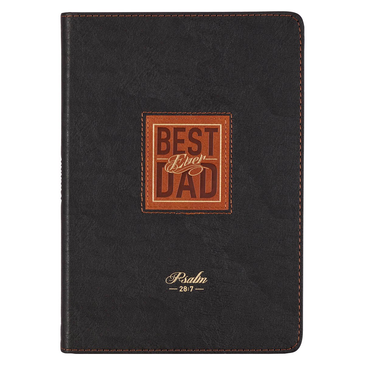 Best Dad Ever Brown Faux Leather Classic Journal - Psalm 28:7