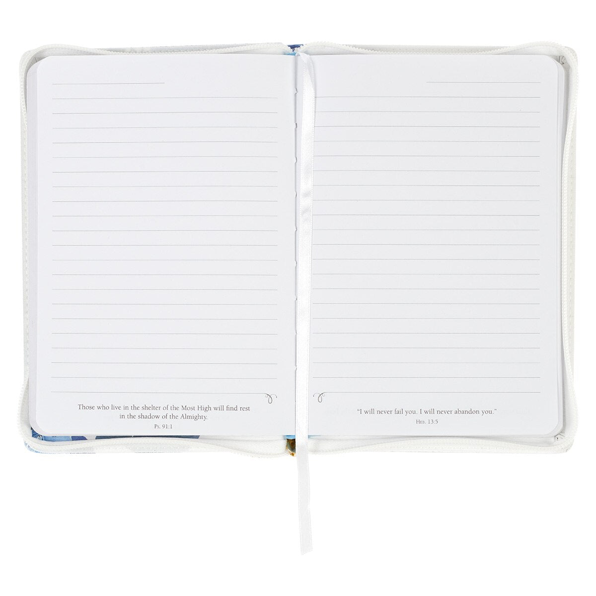 The Lord is my Strength Blue Floral Faux Leather Classic Journal with Zipper Closure - Psalm 28:7