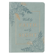 Walk By Faith Teal Floral Faux Leather Classic Journal with Zippered Closure - 2 Corinthians 5:7