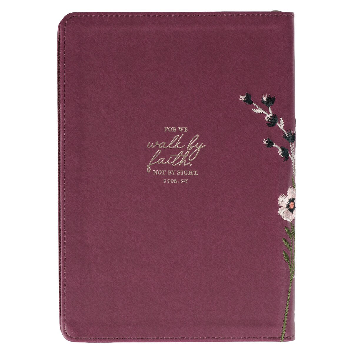 Walk By Faith Beet Red Faux Leather Classic Journal with Zippered Closure - 2 Corinthians 5:7