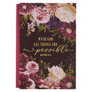All Things Are Possible Burgundy Floral Quarter-bound Journal