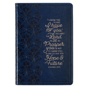 I Know The Plans Floral Trellis Blue Faux Leather Classic Journal - Jeremiah 29:11