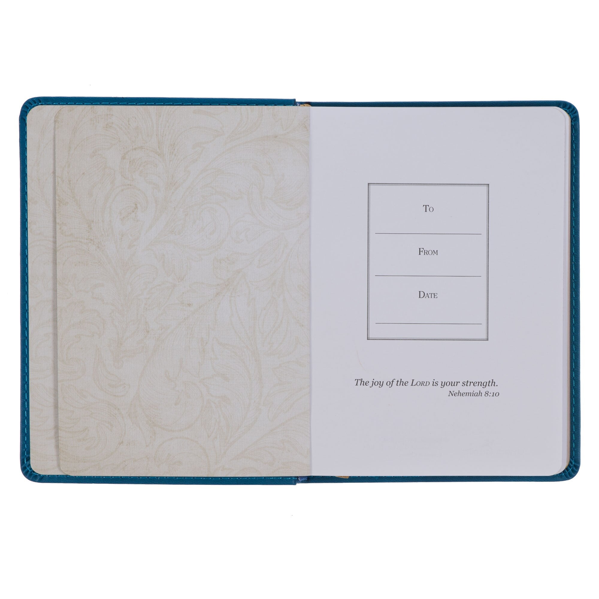 Hope in the LORD Golden Leaf Blue Faux Leather Handy-size Journal - Isaiah 40:31