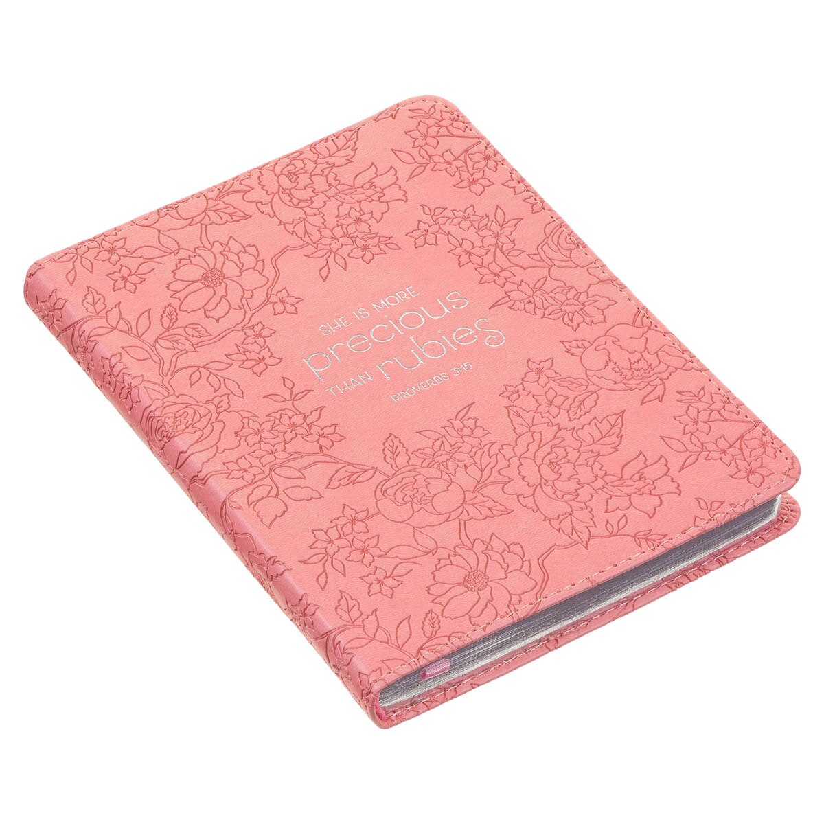 More Precious than Rubies Strawberry Pink Handy-sized Faux Leather Journal - Proverbs 31:26