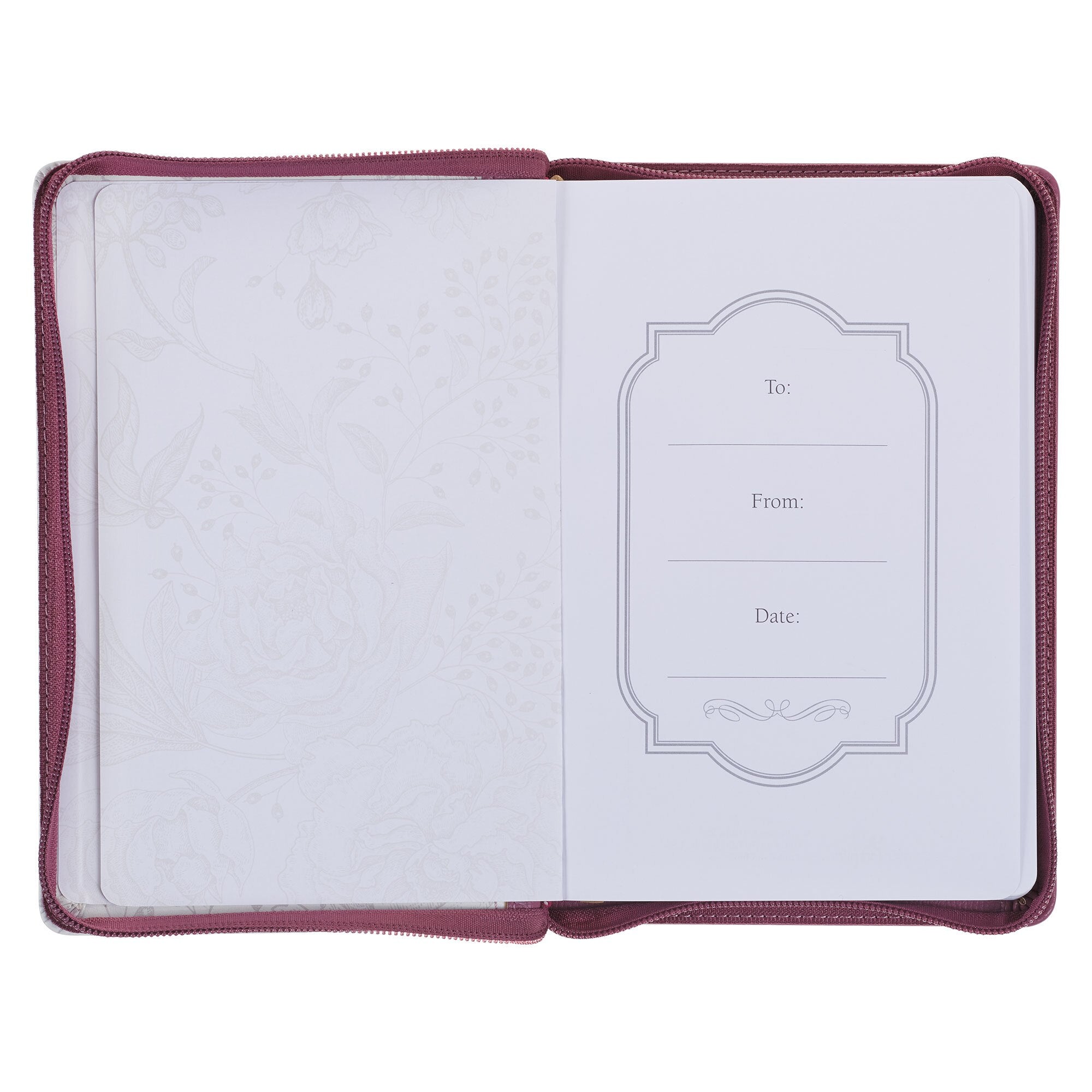 Strong and Courageous Topaz Pink Faux Leather Journal with Zipper Closure - Joshua 1:9