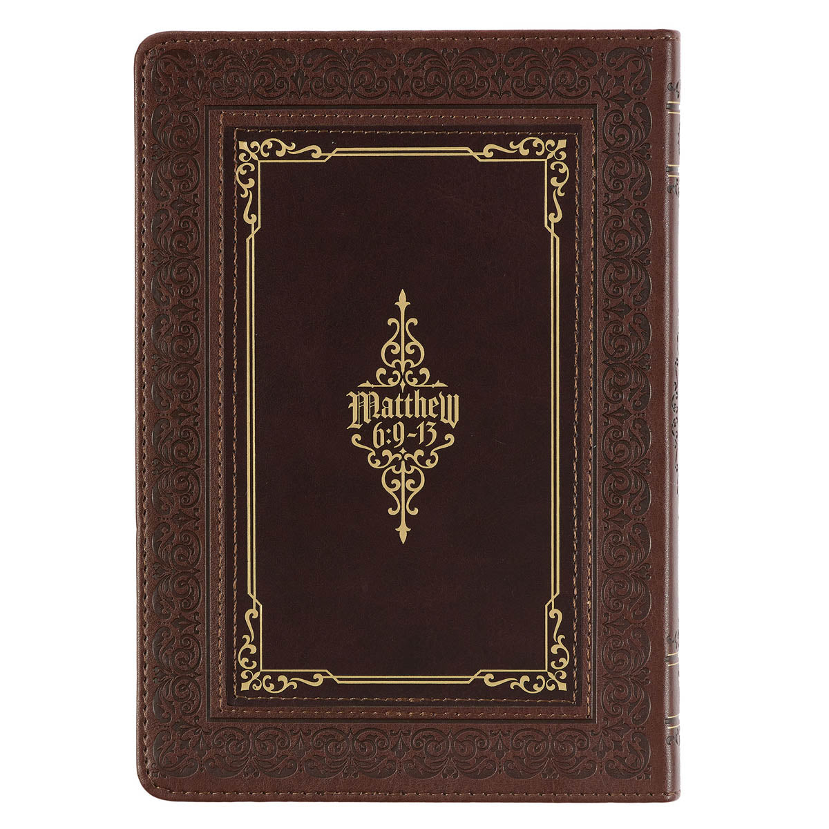 The LORD's Prayer Walnut and Burgundy Faux Leather Classic Journal - Matthew 6:9-13