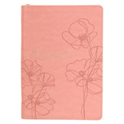 Mercy Blossom Pink Faux Leather Journal with Zipper Closure