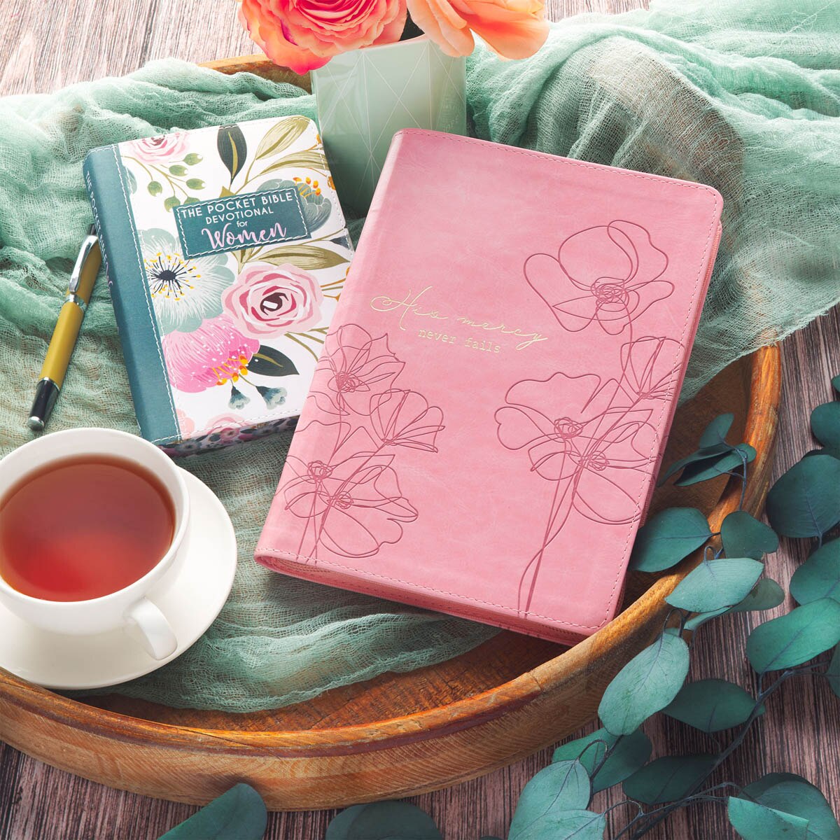 Mercy Blossom Pink Faux Leather Journal with Zipper Closure