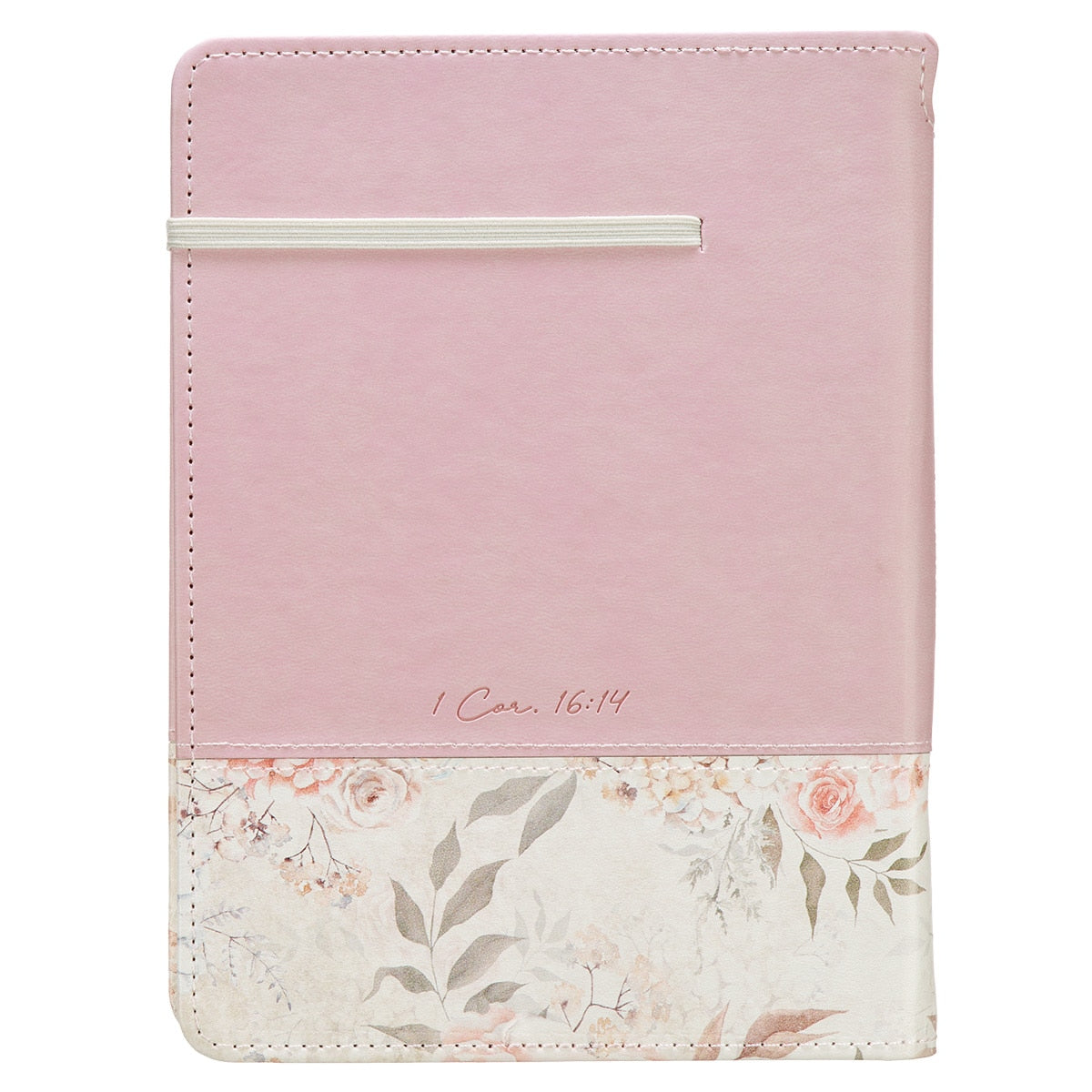 Done in Love Pink Floral Classic Journal with Elastic Closure and Pen Holder - 1 Corinthians 16:14