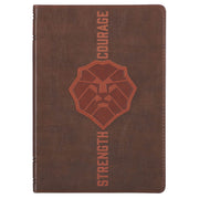 Lionface Strength and Courage Brown Faux Leather Classic  Journal - Joshua 1:9