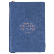 The Lord Will Guide You Blue Faux Leather Classic Journal with Zipper Closure - Isaiah 58:11