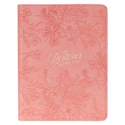 He Restores My Soul Pink Floral Faux Leather Handy-sized Journal - Psalm 23:3