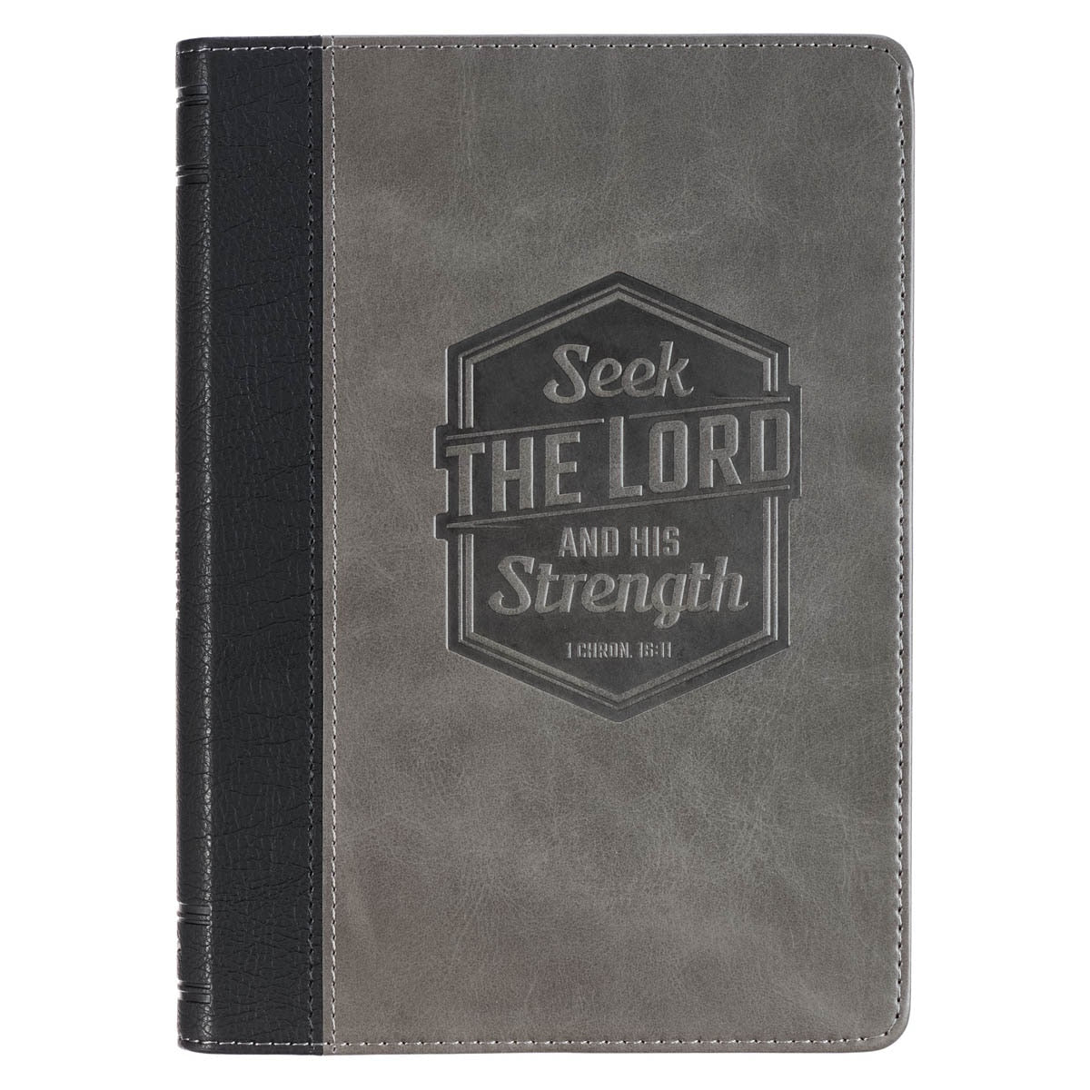 Seek the Lord Black and Gray Faux Leather Classic Journal  - 1 Chronicles 16:11