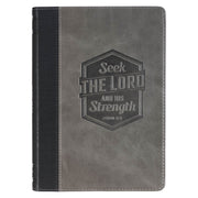 Seek the Lord Black and Gray Faux Leather Classic Journal  - 1 Chronicles 16:11