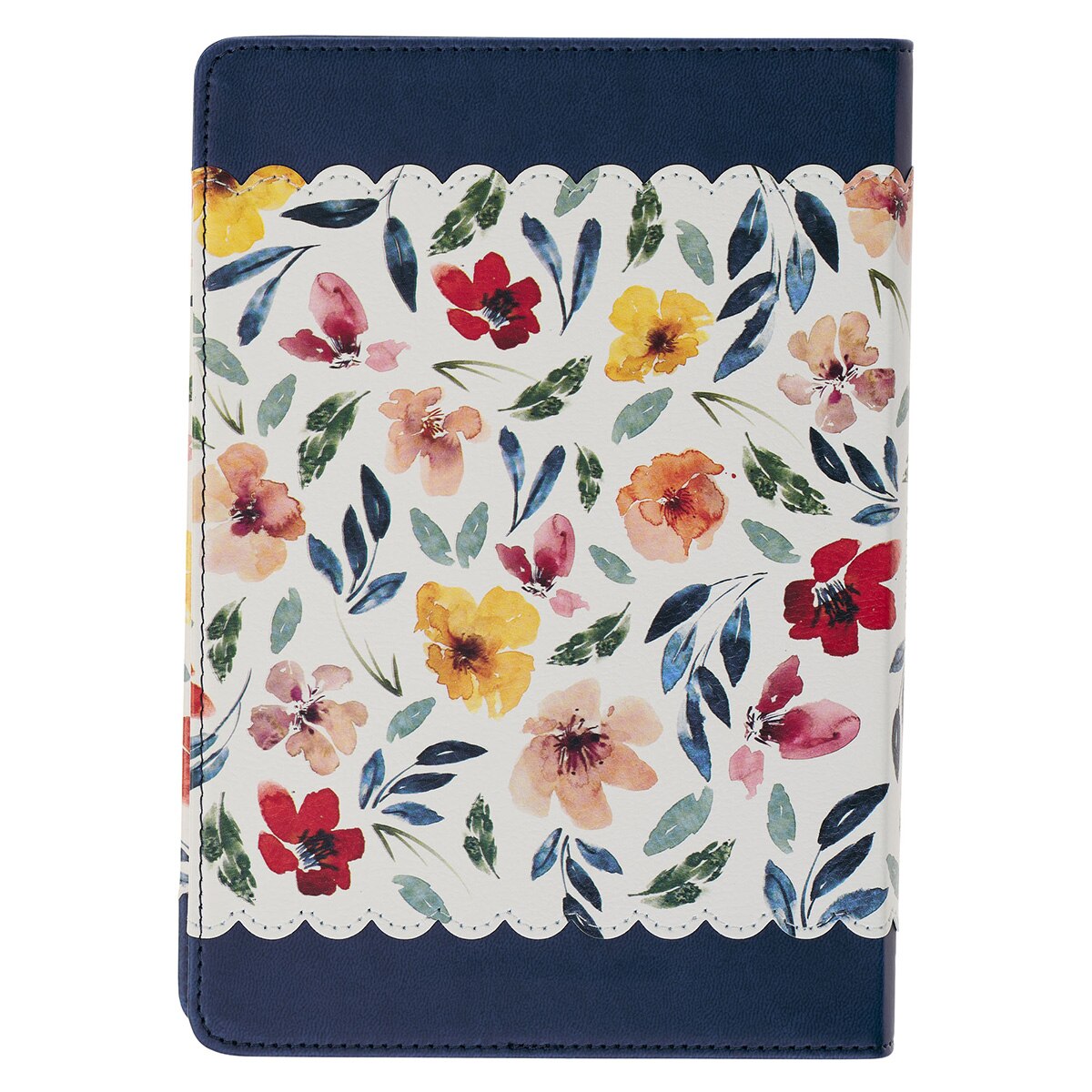 Give Thanks Blue Floral Faux Leather Classic Journal - 1 Thessalonians 5:16-17