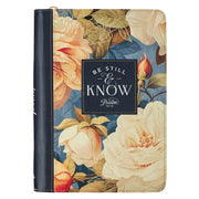 Be Still and Know Serene Roses Faux Leather Journal with Zipper Closure - Psalm 46:10