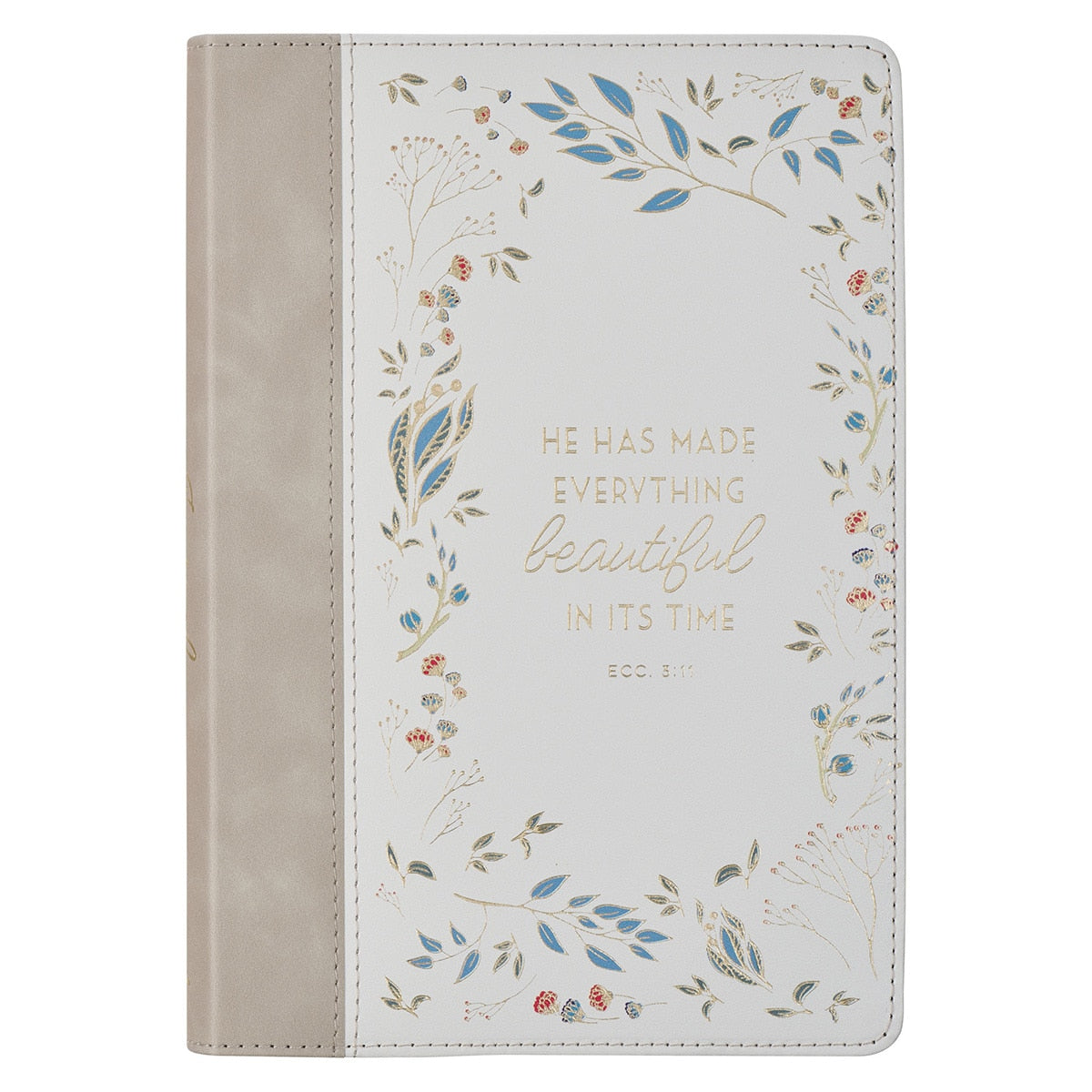 Everything Beautiful Cream Floral Faux Leather Classic  Journal - Ecclesiastes 3:11