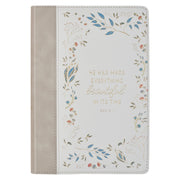 Everything Beautiful Cream Floral Faux Leather Classic  Journal - Ecclesiastes 3:11