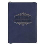 Be Strong and Courageous Blue Faux Leather Journal with Zipper Closure - Joshua 1:9 