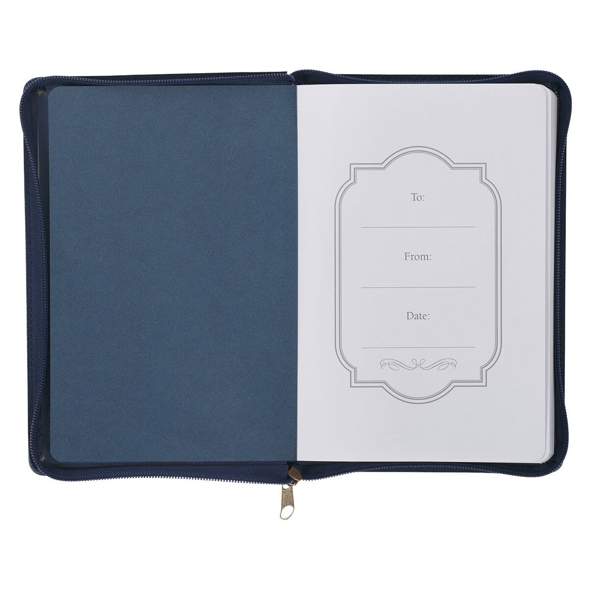 Be Strong and Courageous Blue Faux Leather Journal with Zipper Closure - Joshua 1:9 
