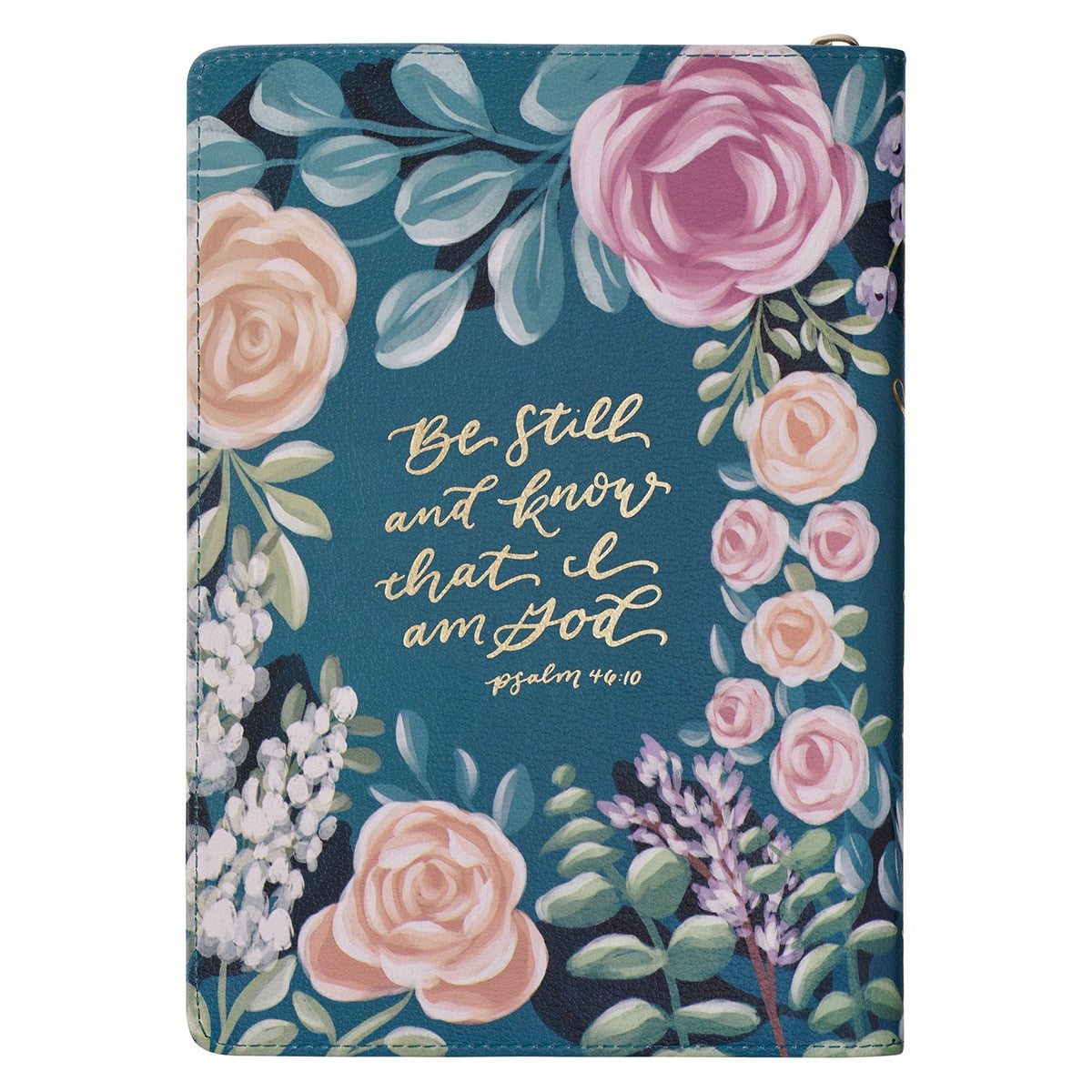 Love the Lord Teal Floral Faux Leather Journal with Zipper Closure - Matthew 22:37