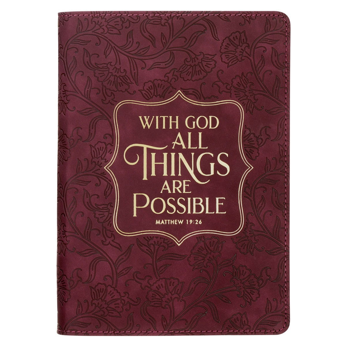 Things Are Possible Burgundy Faux Leather Classic Journal - Matthew 19:26