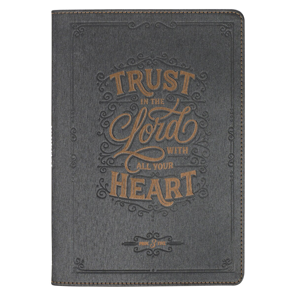 Trust in the Lord Charcoal Faux Leather Classic Journal - Proverbs 3:5