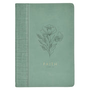 Faith Teal Floral Faux Leather Classic Journal - 2 Corinthians 5:7