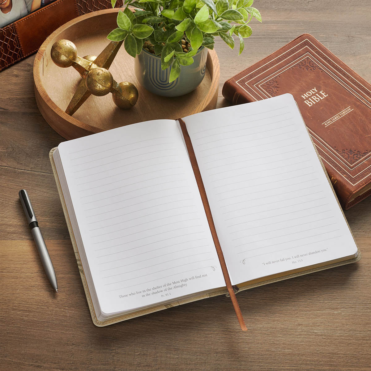 Amazing Grace Taupe Crown of Thorns Classic Faux Leather Journal - Isaiah 53:5