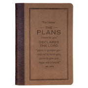 The Plans Cocoa Brown and Taupe Faux Leather Classic Journal with Zipper Closure - Jeremiah 29:11