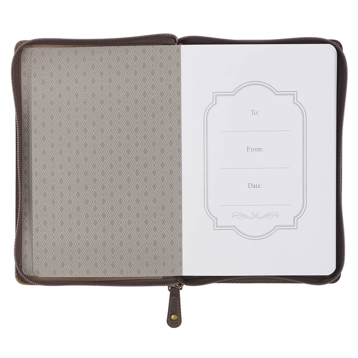 The Plans Cocoa Brown and Taupe Faux Leather Classic Journal with Zipper Closure - Jeremiah 29:11