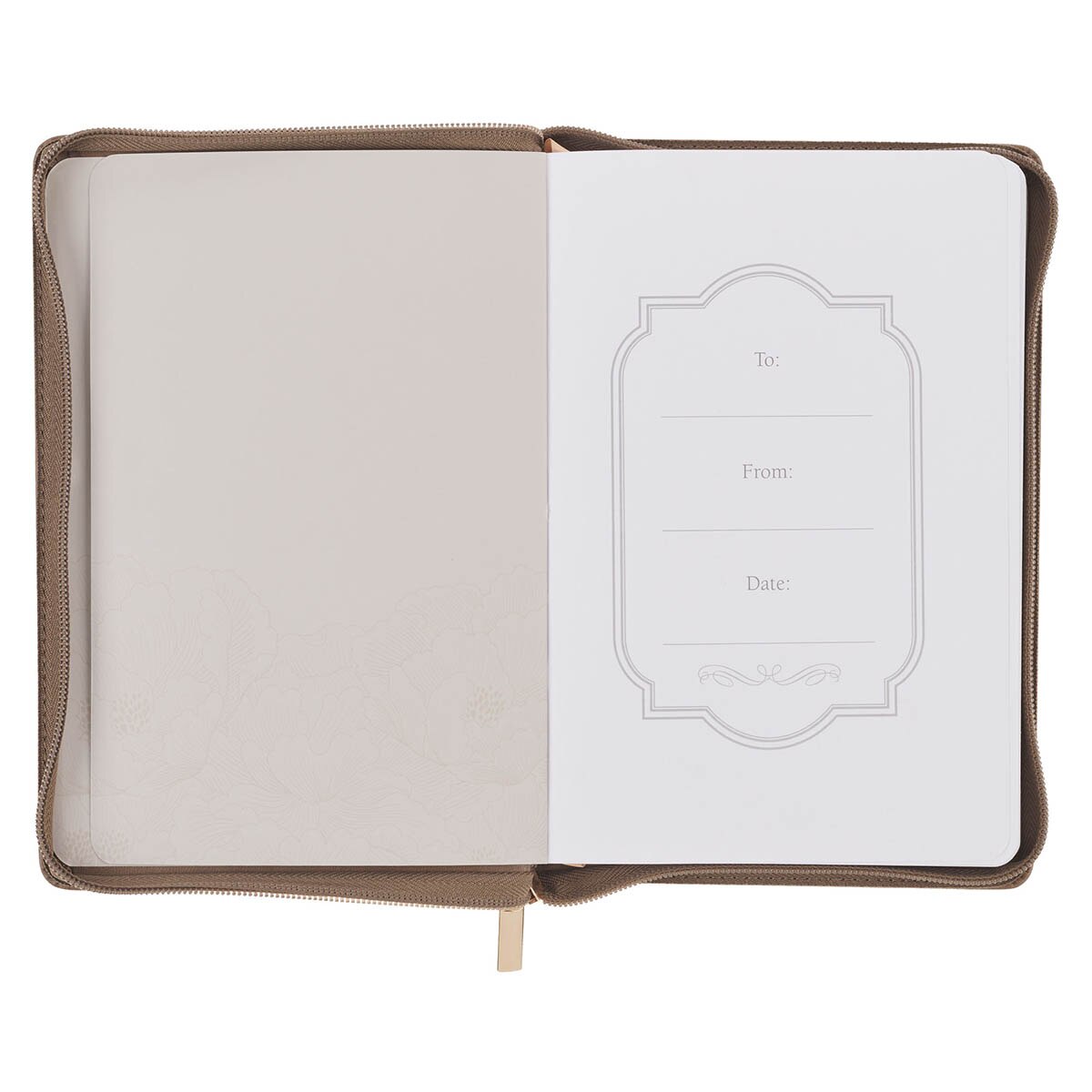 Be Strong and Courageous Ash-brown Faux Leather Journal with Zipper Closure - Joshua 1:9