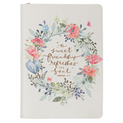 A Sweet Friendship Bright Floral Wreath Faux Leather Classic Journal with Zipper Closure - Proverbs 27:9