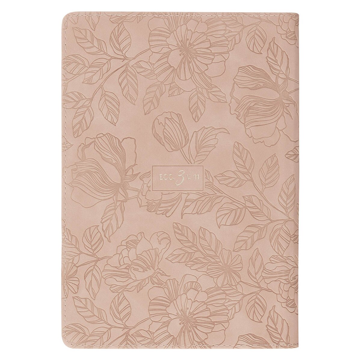 Everything Beautiful Blush Floral Faux Leather Journal with Zipper Closure - Ecclesiastes 3:11