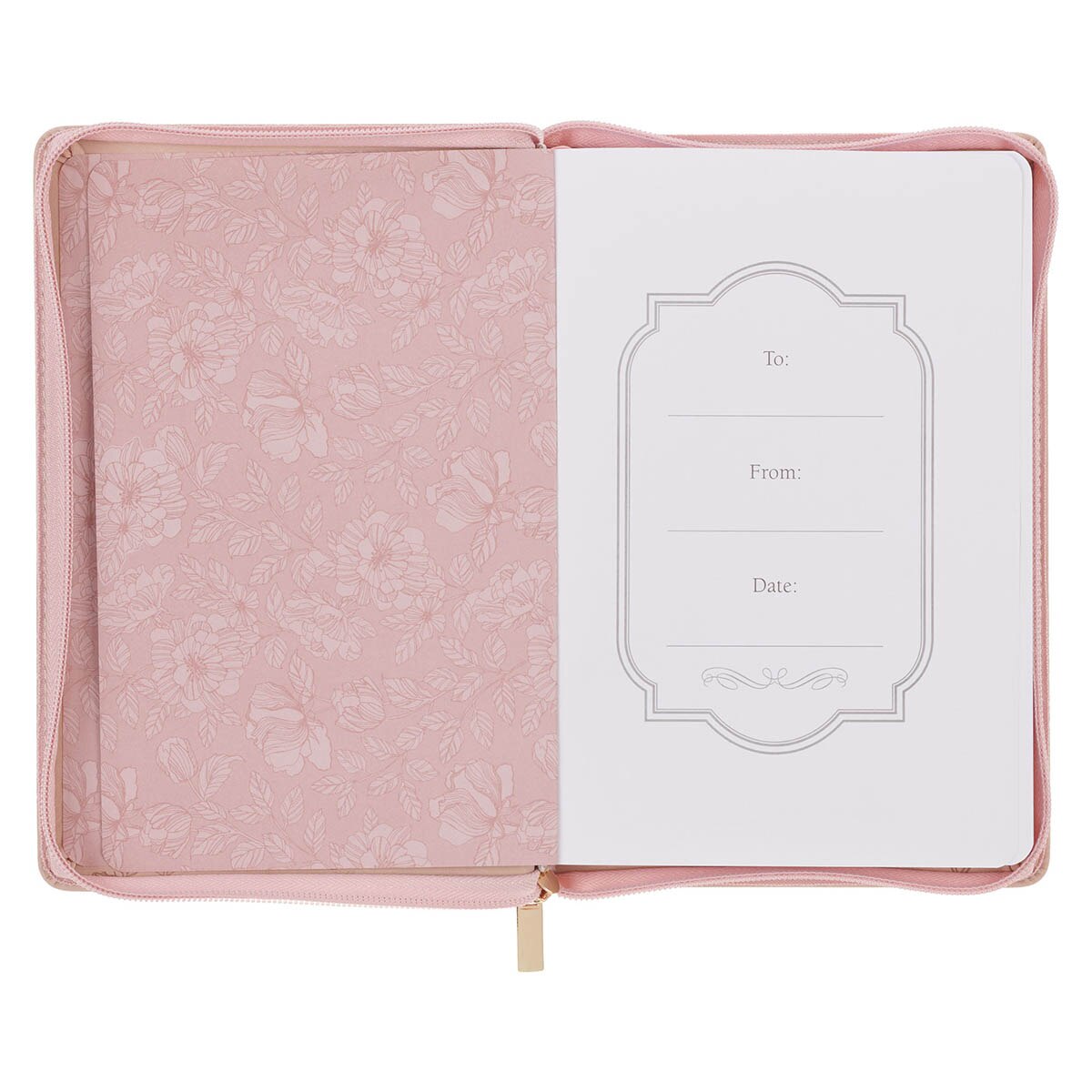 Everything Beautiful Blush Floral Faux Leather Journal with Zipper Closure - Ecclesiastes 3:11
