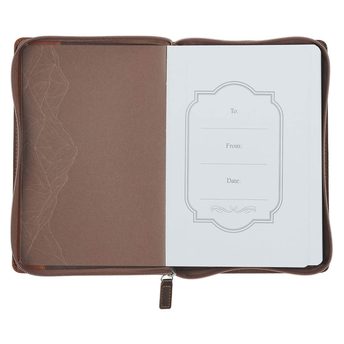 Faith Chestnut Brown Faux Leather Classic Journal with Zipper Closure - Matthew 17:20