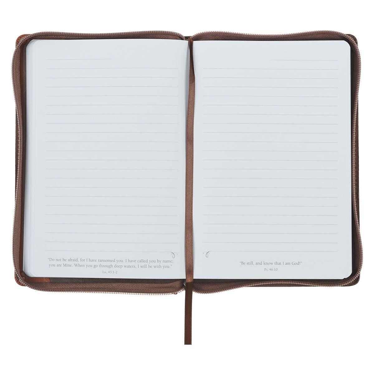Faith Chestnut Brown Faux Leather Classic Journal with Zipper Closure - Matthew 17:20