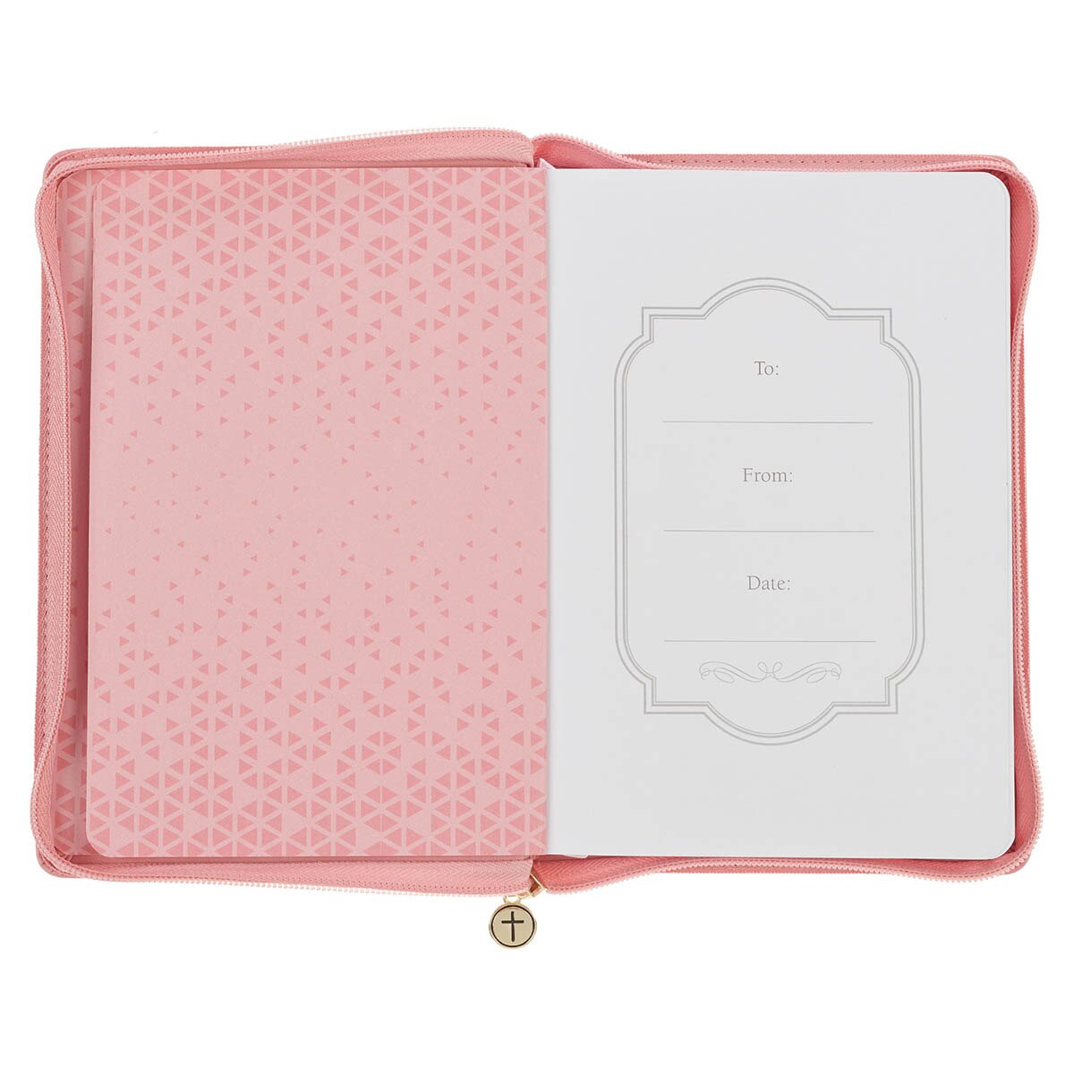 Be Still and Know Geometric Pink Faux Leather Journal with Zipper Closure - Psalm 46:10
