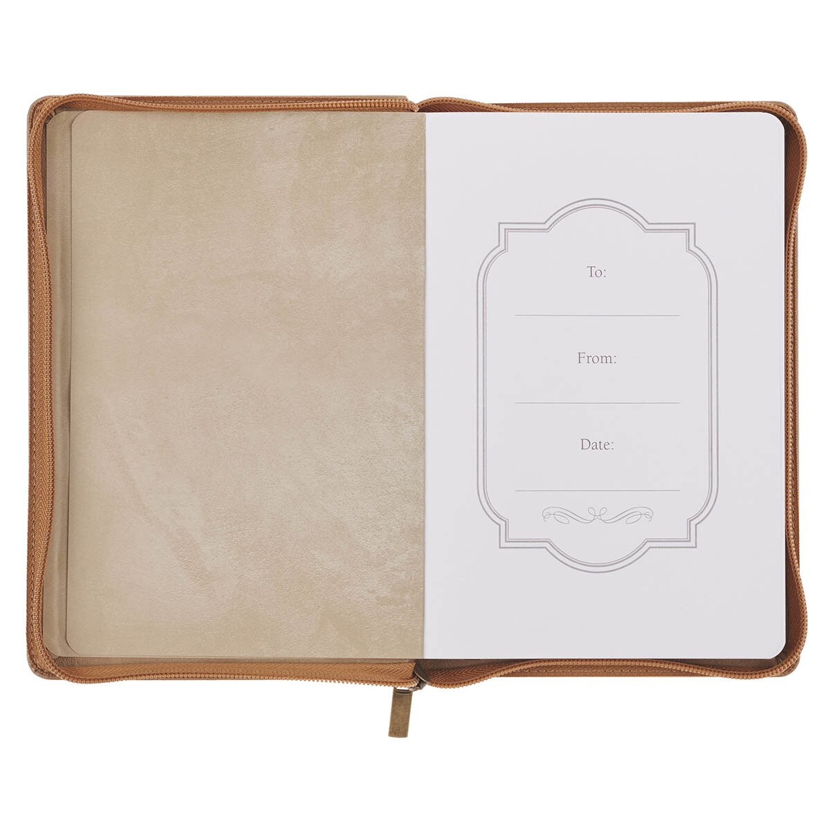 Be Strong and Courageous Lion Tan Faux Leather Journal with Zipper Closure - Joshua 1:9