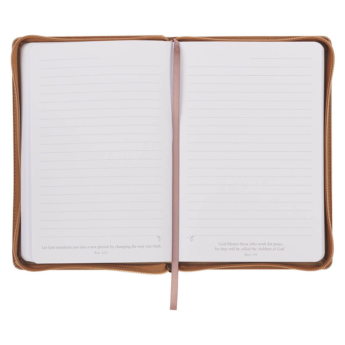 Be Strong and Courageous Lion Tan Faux Leather Journal with Zipper Closure - Joshua 1:9