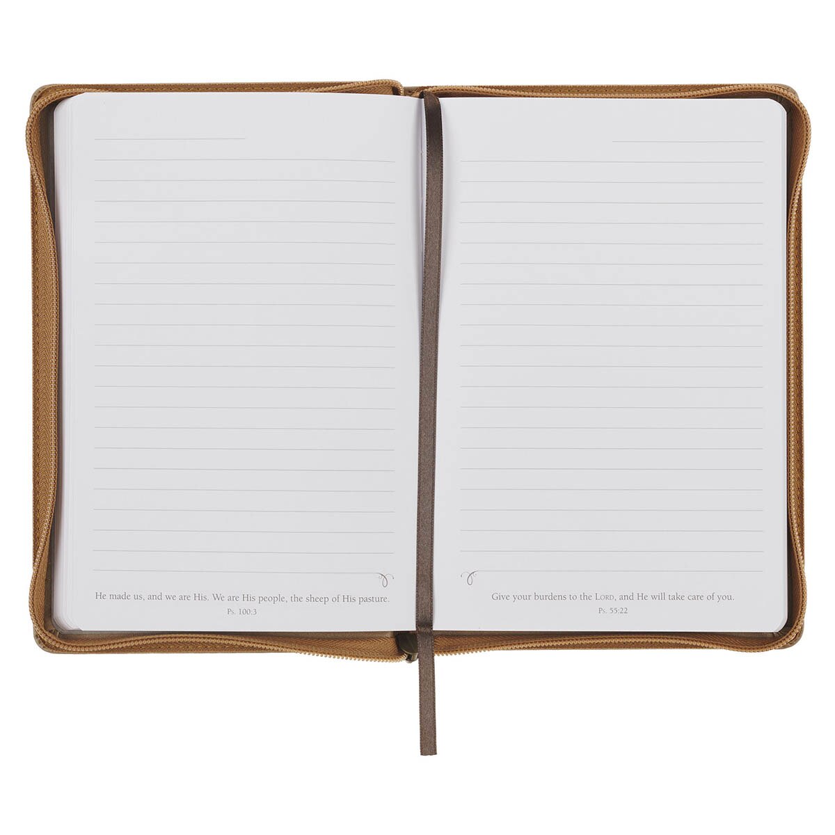 With God All Things Are Possible Tan Faux Leather Journal with Zipper Closure - Matthew 19:26