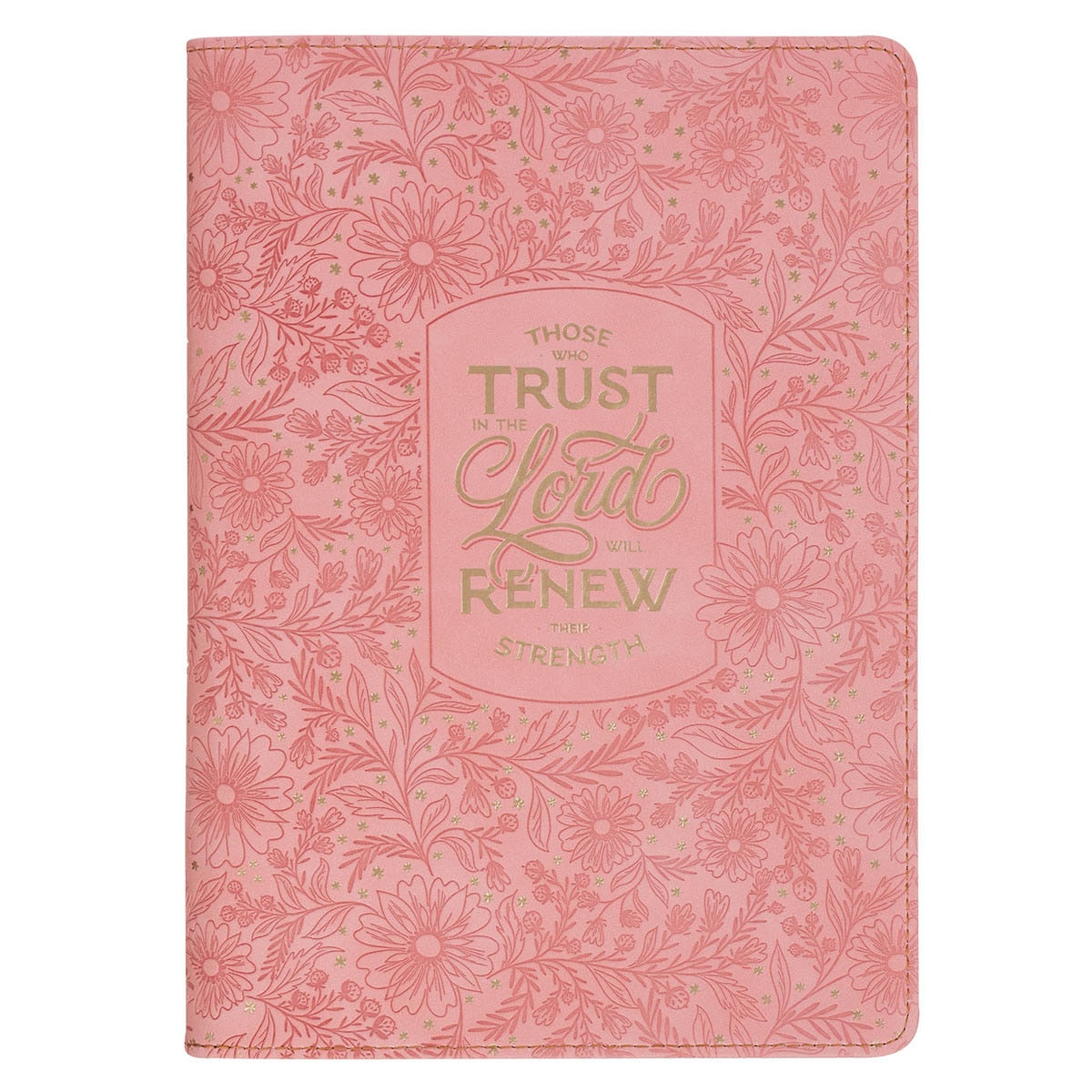 Trust Pink Floral Faux leather Classic Journal with Zipper Closure - Isaiah 40:31