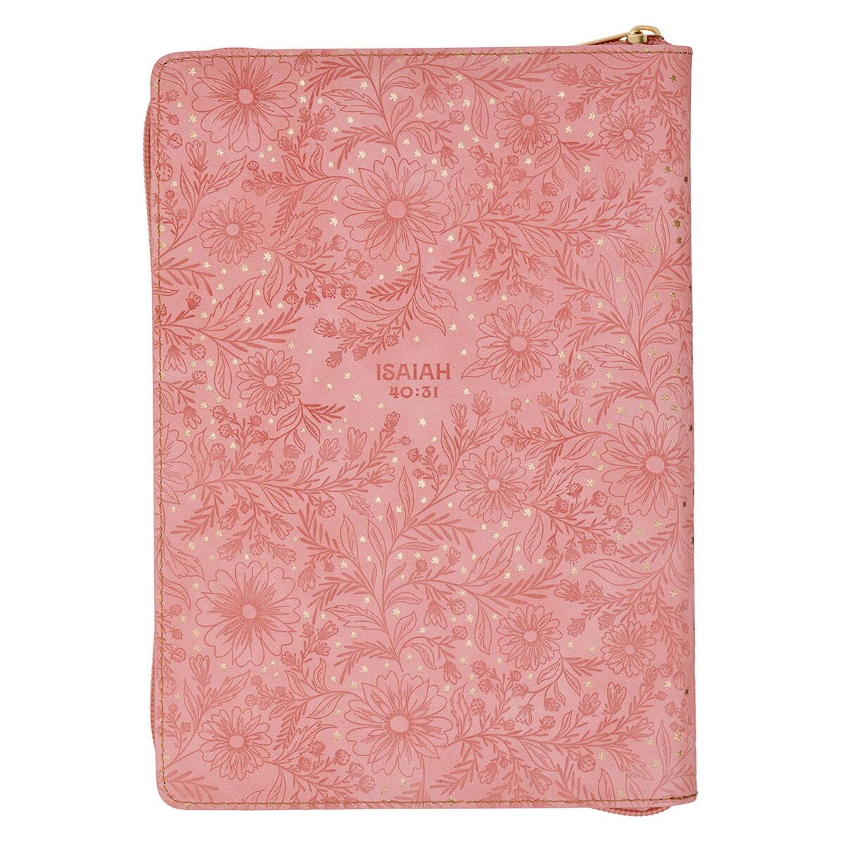 Trust Pink Floral Faux leather Classic Journal with Zipper Closure - Isaiah 40:31