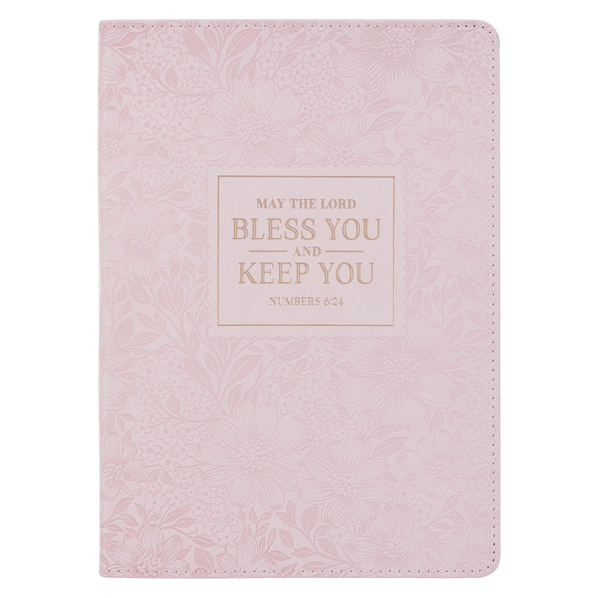 Bless and Keep You Blush Bloom Faux Leather Classic Journal - Numbers 6:24