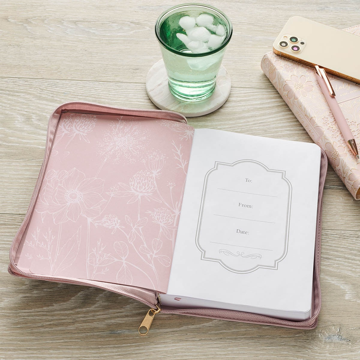 Always Be Joyful Dusty Mauve Faux Leather Classic Journal with Zipper Closure - 1 Thessalonians 5:16