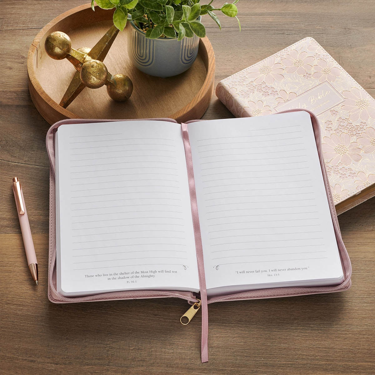 Always Be Joyful Dusty Mauve Faux Leather Classic Journal with Zipper Closure - 1 Thessalonians 5:16