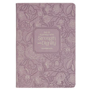 Strength and Dignity Dusty Purple Floral Faux Leather Classic Journal - Proverbs 31:25