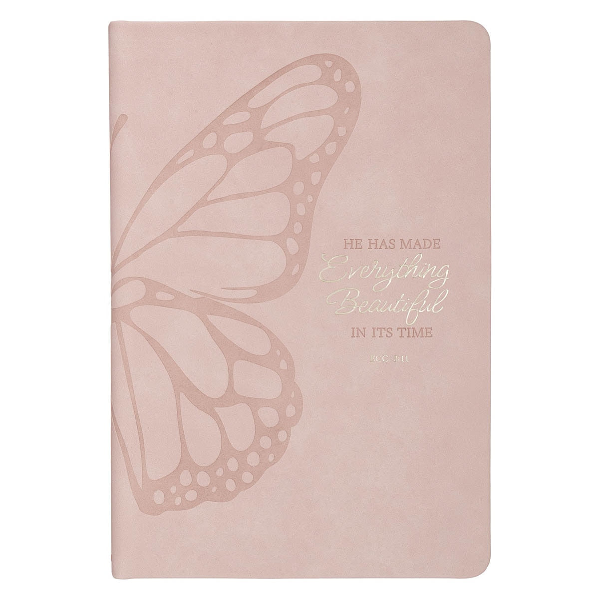 Everything Beautiful Pink Butterfly Faux Leather Hardcover Journal - Ecclesiastes 3:11