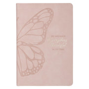 Everything Beautiful Pink Butterfly Faux Leather Hardcover Journal - Ecclesiastes 3:11