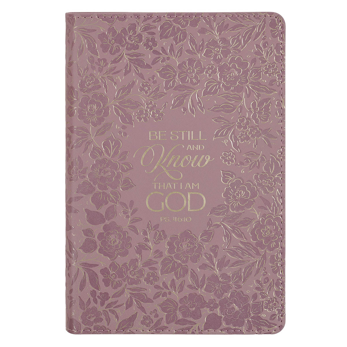 Be Still and Know Mauve Floral Faux Leather Slimline Journal - Psalm 46:10